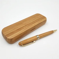 Conjunto de caneta de bola de bambu eco-amigável, luxuoso, caixa de caneta de logotipo personalizado, caixa de madeira