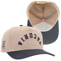 Gorras Deportivas Personalizadas con Logotipo, de Sarga de Algodón, con Visera Curva, Cierre a Presión, Estructuradas, Logotipo Bordado en 3D, Dos Tonos, 5 Paneles, Gorra de Béisbol