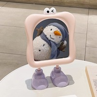 Miroir de maquillage de beauté portable personnalisé en plastique pliable de grande taille avec motif de dessin animé pour filles