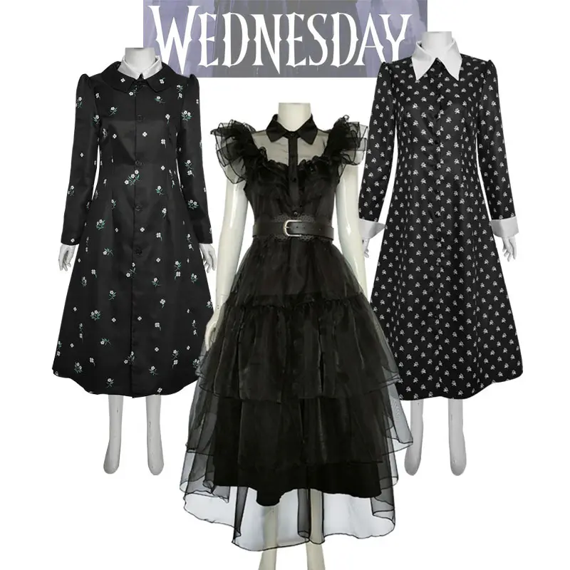 Ready to Ship Wednesday Addams Dress Wednesday Black Adams Cosplay Dress Halloween Clothes