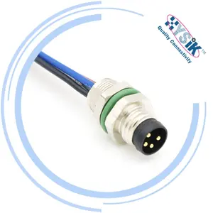 4 Contact M8 Solder Termination A Coded 3A 60V IP67 Circular Metric Connectors Aviation Socket AWG26-22 wiring harness connector