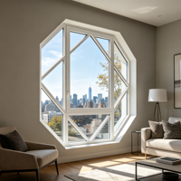 Ventanas Arqueadas de Vidrio Templado a Prueba de Explosiones, Ventanas Fijas de Diamante para Cafetería, Balcón, Decoración Artística Personalizada, Ventanas de Aleación de Aluminio
