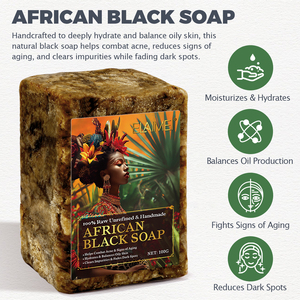 ELAIMEI <span class=keywords><strong>Meilleur</strong></span> <span class=keywords><strong>Savon</strong></span> Noir Africain Brut Non Parfumé en Gros Anti-Âge Éclaircissant Biologique <span class=keywords><strong>pour</strong></span> l'Acné et les Taches Brunes - Product Image 4