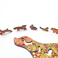 Ensemble de puzzles éducatifs en bois personnalisés avec logo, avec boîte cadeau pour la promotion d'entreprise
