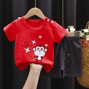 Nouvel ensemble de vêtements pour enfants, costume d'été pour bébé garçon, t-shirt et short, 2 pièces décontractées en coton pour le printemps - Product Image 3