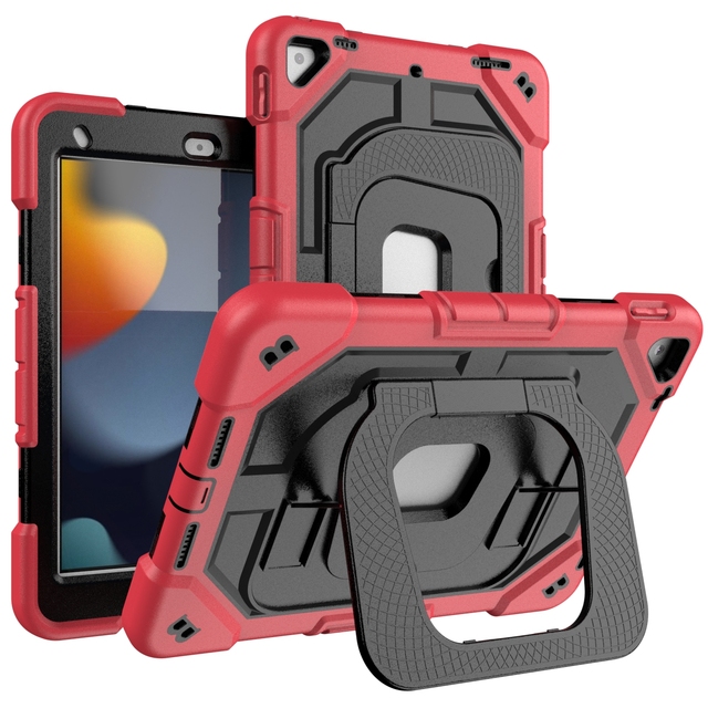 Shockproof Rugged Silicone Kids Tablet case for iPad 10.2 2021/2020/2019 with Shoulder Strap Rotating Stand Screen Film