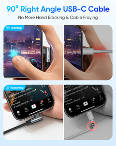 SUNGUY 90 Degree Nylon Braid USB <b>Cable</b> 18W Fast <b>Charging</b> <b>Cable</b> USB Data <b>Cable</b> for Mobile Phone and Power Bank Car Use - Product Image 3