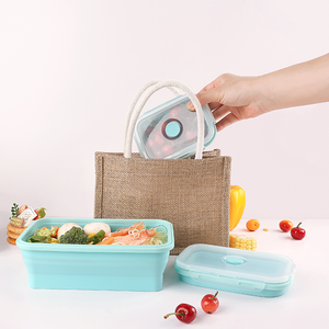 Custom Thermal Foldable Silicone Lunch Box 4 Set Kids Bento Camping Leak Resistant Dishwasher Safe Printing - Product Image 1
