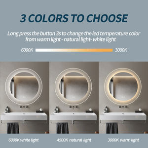 Miroir de salle de bain rond à LED avec éclairage frontal, interrupteur tactile, cadre en acrylique intelligent, éclairage réglable, anti-buée, diamètre 76 cm, vente en gros - Product Image 3