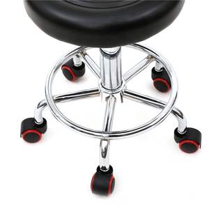 Db Adjustable <b>Salon</b> Stool Round Black Synthetic Leather With Back For <b>Salons</b> Contemporary Design - Product Image 3