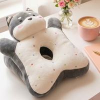 Coussin de soutien pour le cou en forme de U en peluche avec motif animal de dessin animé pour la sieste au bureau et les voyages