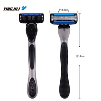 YINGJILI Rasoir à 5 Lames, Lot de Recharges 3 Pièces pour le Rasage du Visage et du Corps des Hommes, Emballage Sous Blister, OEM ODM