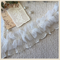 Bordure en dentelle à volants en mousseline de 4 cm pour accessoires décoratifs, vêtements pour femmes, usine de dentelle