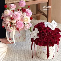Boîte Cadeau Cylindrique pour la Saint-Valentin 2026, Arrangement de Deux Fleurs, Matériaux d'Emballage Recyclables