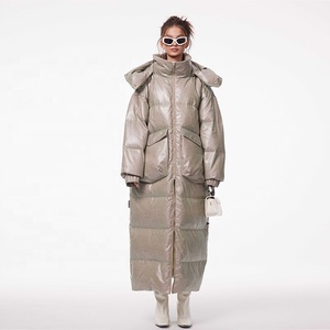 <span class=keywords><strong>Doudoune</strong></span> d'hiver pour <span class=keywords><strong>femme</strong></span> Very-Nong Original, capuche détachable, vêtements d'extérieur longs épais, matériau en cuir minimaliste ample droit - Product Image 1