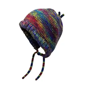 Цветная градиентная вязаная шапка с окружностью головы Радужная цветная теплая вязаная шапка