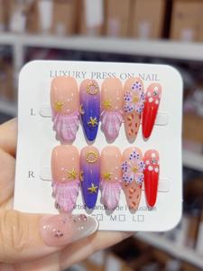 Vente chaude qualité été citron ongles conseils jaune vert <span class=keywords><strong>faux</strong></span> filles à la main amovible <span class=keywords><strong>collant</strong></span> presse sur ongles en acrylique - Product Image 6