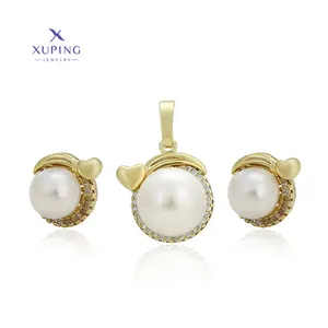 Xuping-Conjunto de joyería de diamante chapado en oro de 14K, joyería elegante y sencilla a la moda