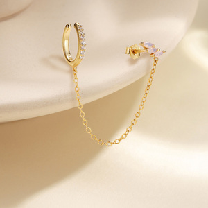 Pendientes de Aro Largos de Plata de Ley 925 con Borlas y Circonitas, en Tendencia - Product Image 3