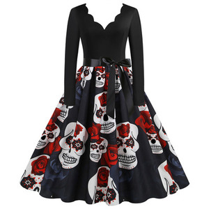 Abito <span class=keywords><strong>da</strong></span> <span class=keywords><strong>donna</strong></span> inverno manica lunga scollo a V stampa <span class=keywords><strong>zucca</strong></span> Costume di Halloween abiti <span class=keywords><strong>da</strong></span> festa Casual Vintage Plus Size S ~ 3XL abbigliamento - Product Image 2