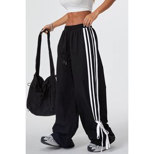 Pantalones Anchos Y2K para Mujer, Pantalones Deportivos Largos con Cintura Elástica a Rayas, Pantalones Paracaídas, Tejido Transpirable, Cintura Alta - Product Image 5