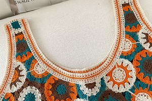 2024 style ethnique coloré rétro cercle creux dentelle camisole femmes style court été haut mince - Product Image 3