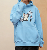 Sweat-shirt court à capuche pour femmes, motif chat, brodé, avec poche kangourou et oreilles, collection automne 2025, pour amoureuses des animaux