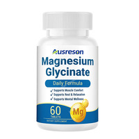 Ausreson OEM Complément de glycinate de magnésium pur 400 mg en comprimés pour la santé musculaire et le soutien immunitaire, comprimés de glycinate de magnésium végétaliens