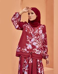 เสื้อผ้า2024ของ Sipo แบบ Baju kurung สไตล์อิสลามที่ทันสมัยทำจากผ้าเครป Como สวมใส่สบายๆสำหรับ Eid ประเทศมาเลเซีย - Product Image 2