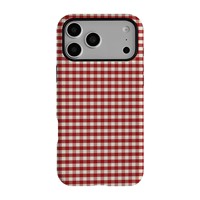 Étui magnétique à carreaux rouges et blancs 2-en-1 pour 17 Pro avec protection d'écran intégrée en film IMD antichoc compatible
