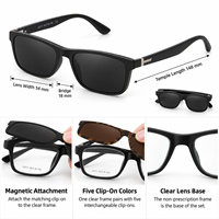 Lunettes de soleil magnétiques 5-en-1 pour hommes et femmes, polarisées, vision nocturne, pour la conduite, verres ronds et carrés colorés, avec étui