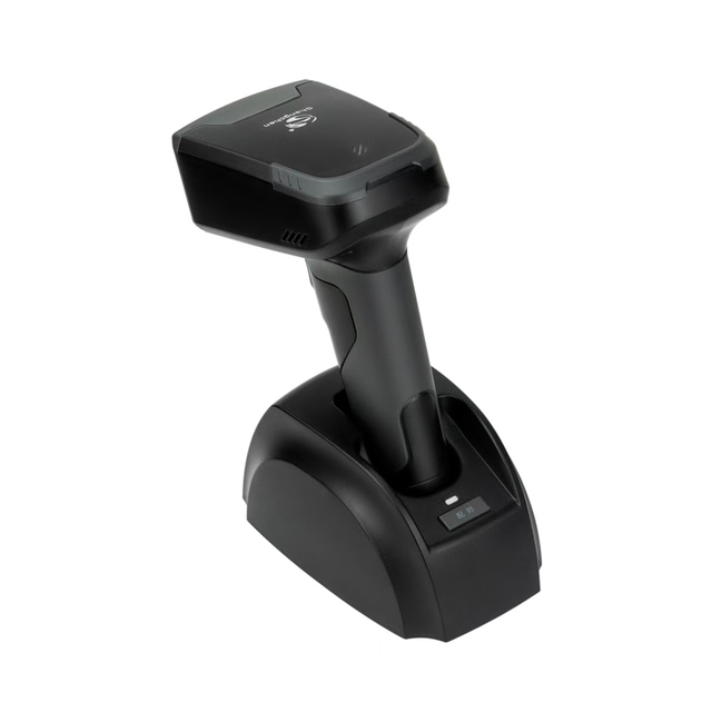 2026 Latest Rugged Handheld 2D Wireless QR Barcode Scanner Long Transmission Vertical Base USB COM Interface in Stock
