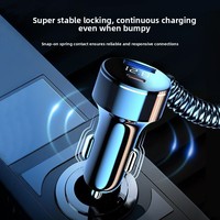 Chargeur de voiture super rapide 480W avec câble rétractable 3-en-1 - Affichage numérique métallique, USB C multi-ports et QC3.0