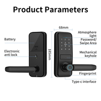 Serrure de porte intelligente électrique à empreinte digitale pour la maison, déverrouillage à distance via l'application Tuya, poignée automatique