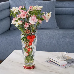 RORO Vaso de flores de luxo moderno para casa, vaso decorativo de lichia, vaso de vidro pequeno para decoração de escritório doméstico, fresco e seco