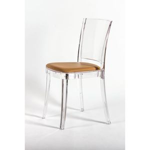 Sedia da soggiorno trasparente Lucienne con cuscino in ecopelle Sienna NUBUCK e comodo Design imbottito - Product Image 2