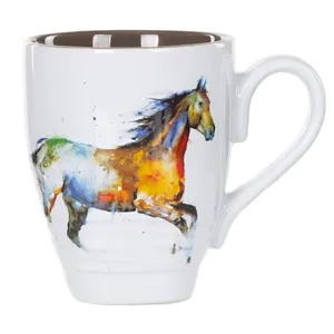 马设计贴花印花牛奶咖啡生肖陶瓷杯