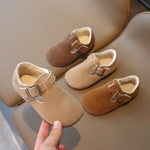 2025 Autumn and Winter New Retro Suede <strong>Kids</strong> <strong>Loafers</strong> with Cotton Lining for Warmth - Product Image 2