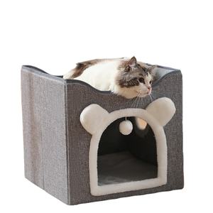 Faltbares Katzen haus Indoor Große Katzen höhle mit Kratz brett & Flauschiger Ball Haustier häuser & Möbel Haustier bett Katzen produkte - Product Image 1
