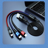 Kabel USB Pengisian Daya Super Cepat 3 In 1 5A Kabel USB Tipe C Mikro 8 Pin