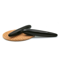 Bâton de massage en obsidienne noire polie, outil corporel droit et courbé pour la relaxation musculaire et le bien-être quotidien