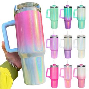 Gobelet de voyage scintillant de 40 oz avec poignée, personnalisable avec logo, pour sublimation, idéal pour le sport - Product Image 1