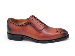 Chaussures habillées Oxford en cuir patiné pour hommes, à lacets, style brogue classique à bout ailé, pour affaires, mariage, bureau et soirée - Product Image 4