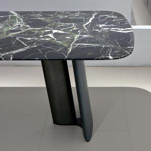 Ensemble table à manger en marbre noir <span class=keywords><strong>rose</strong></span> de style minimaliste pour salle à manger d'hôtel et de restaurant à l'italienne - Product Image 2