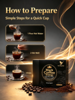Mélange de café adaptogène naturel Ginseng Baies de Goji noires Café Huang Jin Poudre instantanée Soulagement du stress Amélioration de la vitalité