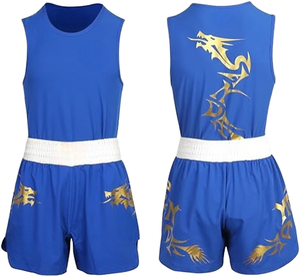 Nouvel ensemble de vêtements de sport unisexe respirant en cuir et coton pour l'entraînement, style professionnel, short et haut personnalisés pour la boxe - Product Image 1