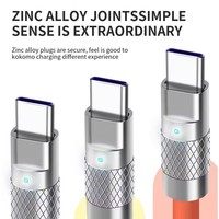 Câble de données en cuivre pur de haute qualité 120W à charge rapide avec micro USB en silicone en alliage de zinc lumineux pour une utilisation sur ordinateur IOS