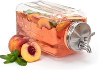 Seau à glace en verre - Robinet en acier inoxydable 100% étanche - Distributeur de boissons pour réfrigérateur, distributeur de lessive liquide, boissons