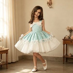 Costume da Principessa per Bambine: Top Senza Spalline con Grande Fiocco, Gonna a Due Strati Plissettata, Mini Fiocco Decorativo, Cappello e Guanti Abbinati per Feste di Compleanno e Tea Party - Product Image 5