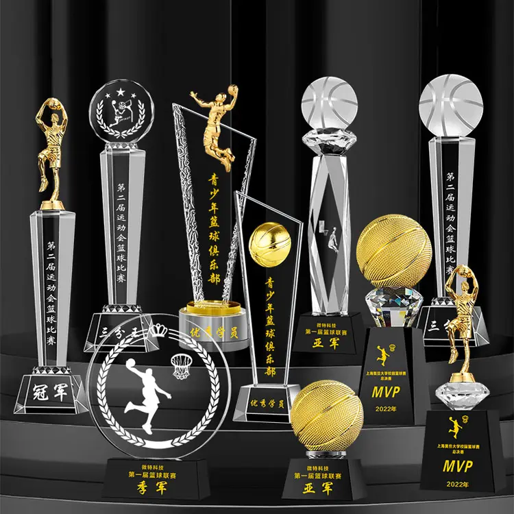 Yaratıcı spor kristal kupa özelleştirilmiş basketbol futbol eğlenceli oyunlar okul oyunları için özelleştirilmiş onur madalya